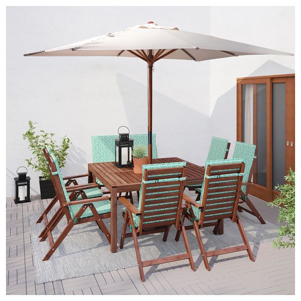 Стол + 8 кресел ЭПЛАРО, коричневая морилка, Нэстон зеленый - фото 2