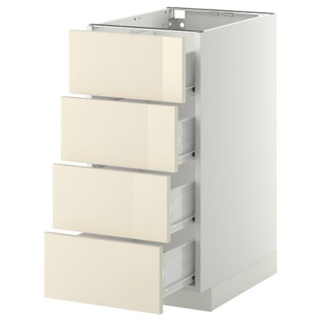 Напольный шкаф 4 фронтальных панели, 4 ящика МЕТОД / ФОРВАРА, белый, Рингульт кремовый