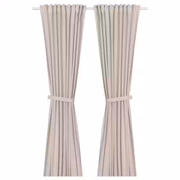 LENDA Гардины с прихватом, 2 шт. - светло-розовый/с лентой 140x300 см - фото 1