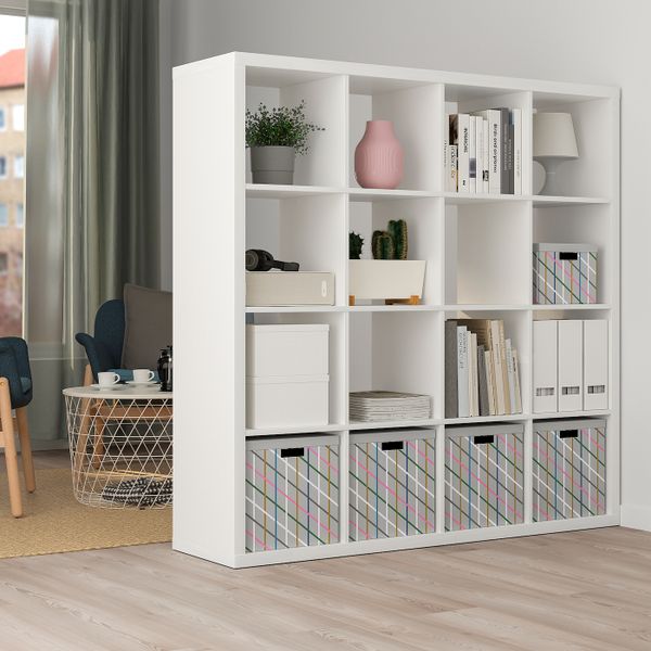 Коробка с крышкой, серый разноцветный/бумага 32x35x32 см IKEA TJENA ТЬЕНА 304.673.13 - фото 3