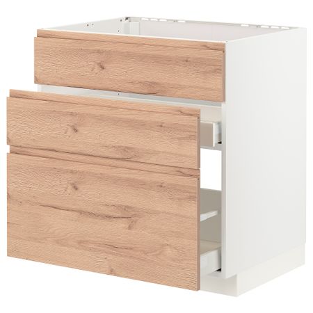Шкаф под мойку + 3 фасада, 2 ящика, 80x60 cm IKEA METOD МЕТОД, MAXIMERA МАКСИМЕРА 194.029.26