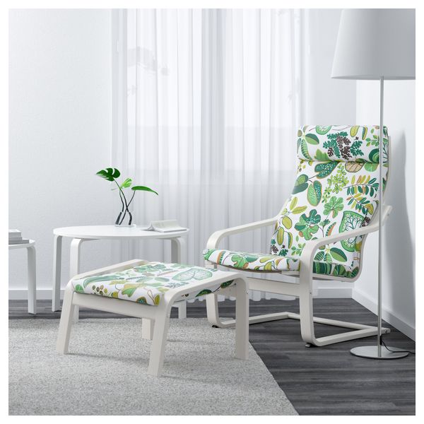 Табурет для ног ПОЭНГ, белый, Симмарп зеленый - фото 2