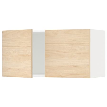Навесной шкаф с 2 дверями, белый/Аскерсунд под светлый ясень 80x40 см IKEA METOD МЕТОД 992.185.66