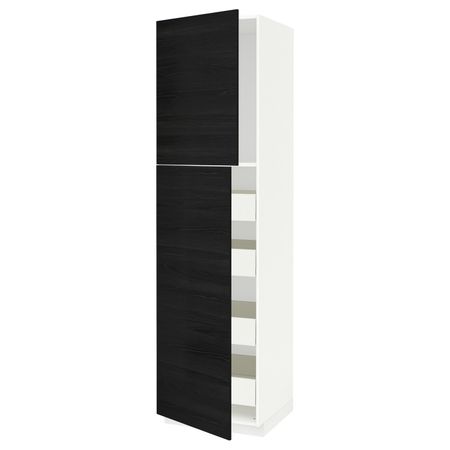 Высокий шкаф/2дверцы/4ящика, белый, Тингсрид черный 60x60x220 см IKEA МЕТОД / ФОРВАРА 493.660.93