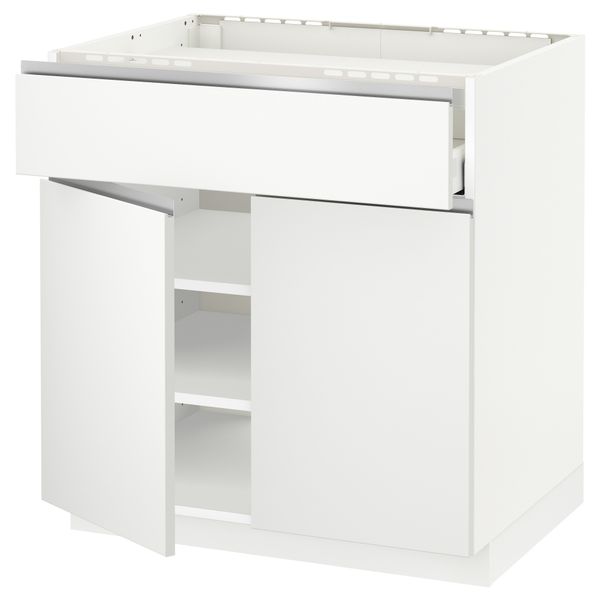Напольный шкаф для варочной панели, ящик, полка, 2 дверцы МЕТОД / МАКСИМЕРА, белый, Нодста белый - схема-чертеж с размерами