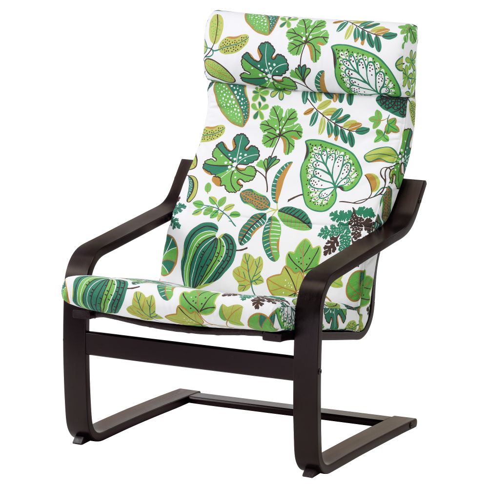 Кресло ПОЭНГ, черно-коричневый, Симмарп зеленый - фото 1