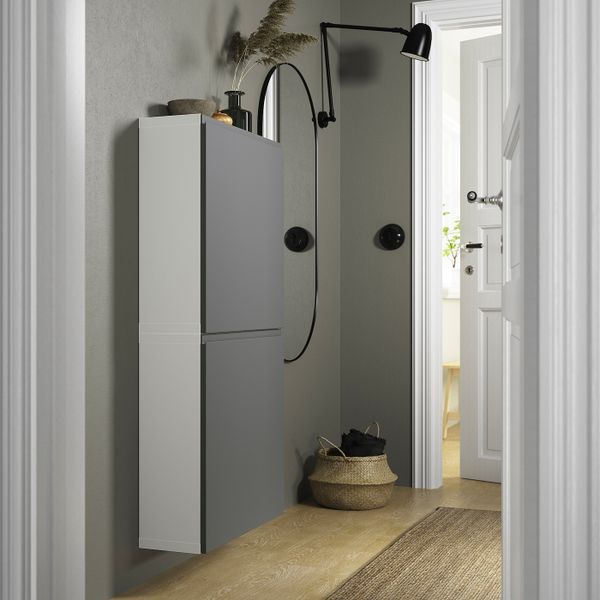 Навесной шкаф с 2 дверями, белый/вэстервикен темно-серый 60x22x128 см IKEA BESTÅ БЕСТО 594.356.56 - фото 3