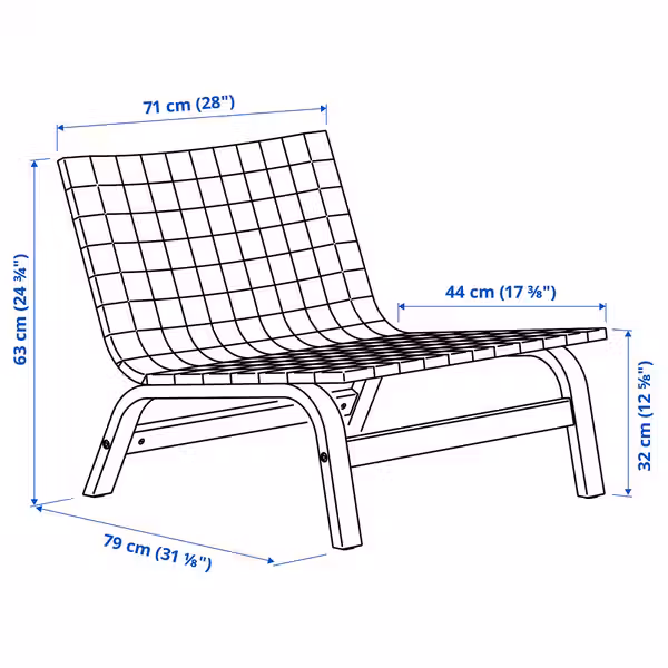 STOCKHOLM 2025 СТОКГОЛЬМ 2025 Кресло - березовый шпон - схема-чертеж с размерами