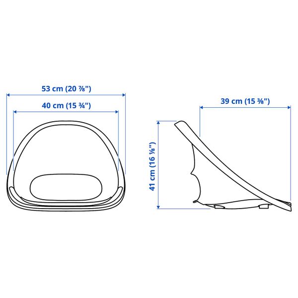 Сиденье со спинкой, красный IKEA ELDBERGET ЭЛДБЕРГЕТ 004.068.06 - схема-чертеж с размерами