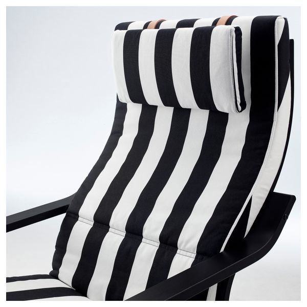 Кресло ПОЭНГ, черно-коричневый, Стенли черный/белый - фото 4