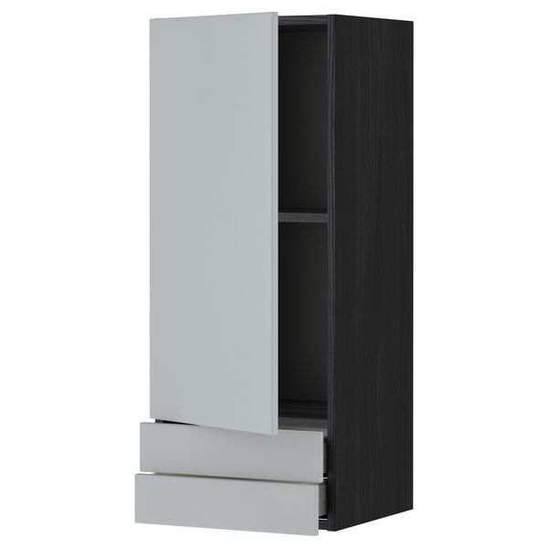 Навесной шкаф с дверцей, 2 ящика МЕТОД / МАКСИМЕРА, черный, Веддинге серый - фото 1