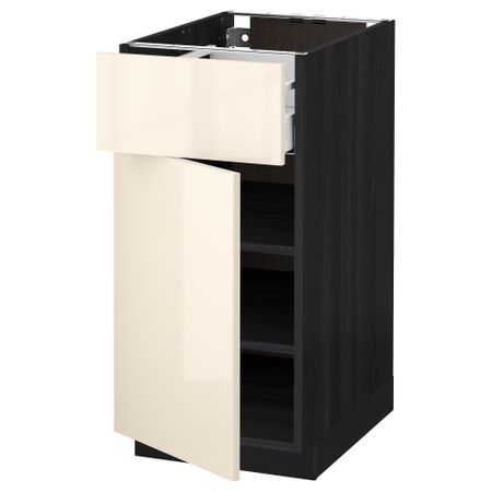 Напольный шкаф с ящиком, дверью МЕТОД / МАКСИМЕРА, черный, Рингульт кремовый