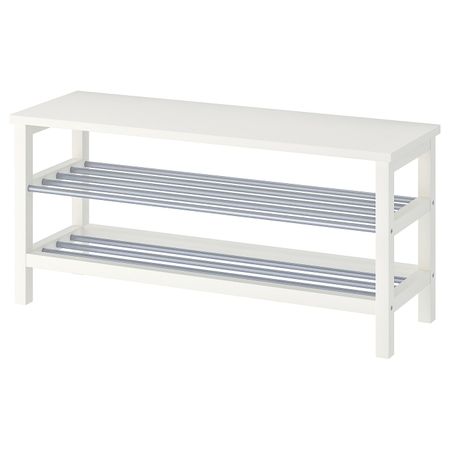 Скамья с полкой для обуви, белый 108x34x50 см IKEA TJUSIG ЧУСИГ 703.794.61