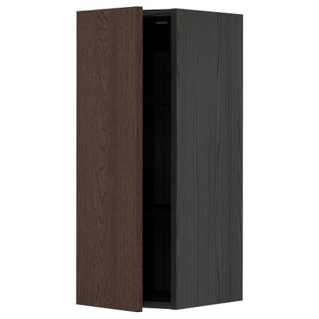 Навесной шкаф с полками, черный, Sinarp коричневый, 30x80 см IKEA METOD МЕТОД 994.585.37
