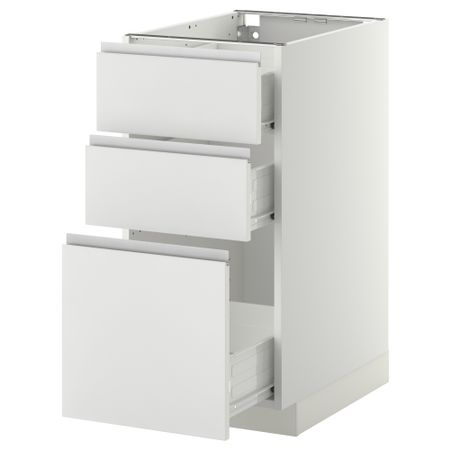 Напольный шкаф с 3 ящиками МЕТОД / ФОРВАРА, белый, Нодста белый