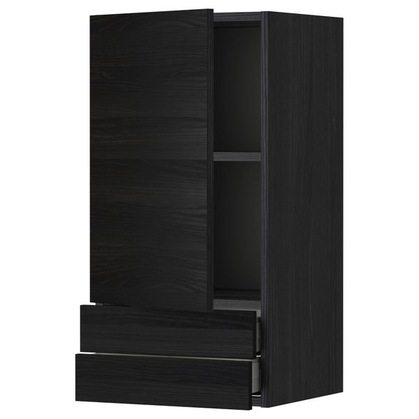 Навесной шкаф с дверцей, 2 ящика МЕТОД / МАКСИМЕРА, черный, Тингсрид черный - фото 1