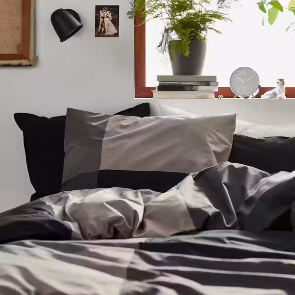 BRUNKRISSLA Пододеяльник и 2 наволочки - чёрный 240x220/50x60 см - фото 6