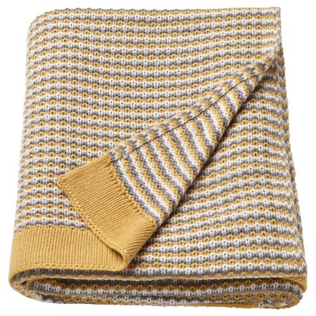 Плед ОРМХАССЕЛЬ, желтый, серый (120x180 см)