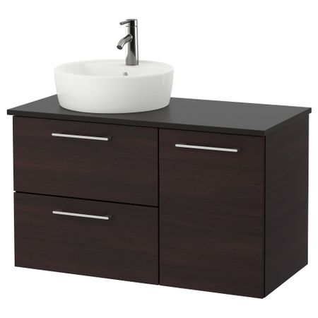 Шкаф с раковиной 45 см ГОДМОРГОН/ТОЛКЕН / ТОРНВИКЕН, черно-коричневый, антрацит (102x49x74 см)