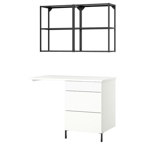 Комбинация для хранения, антрацит, белый, 121.5x63.5x222 см IKEA BEGIVENHET БЕГИВЕНХЕТ 295.480.75 - фото 1