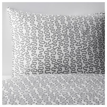 Пододеяльник и 2 наволочки КРОКРИС, серый/белый (200x200/50x70 см)