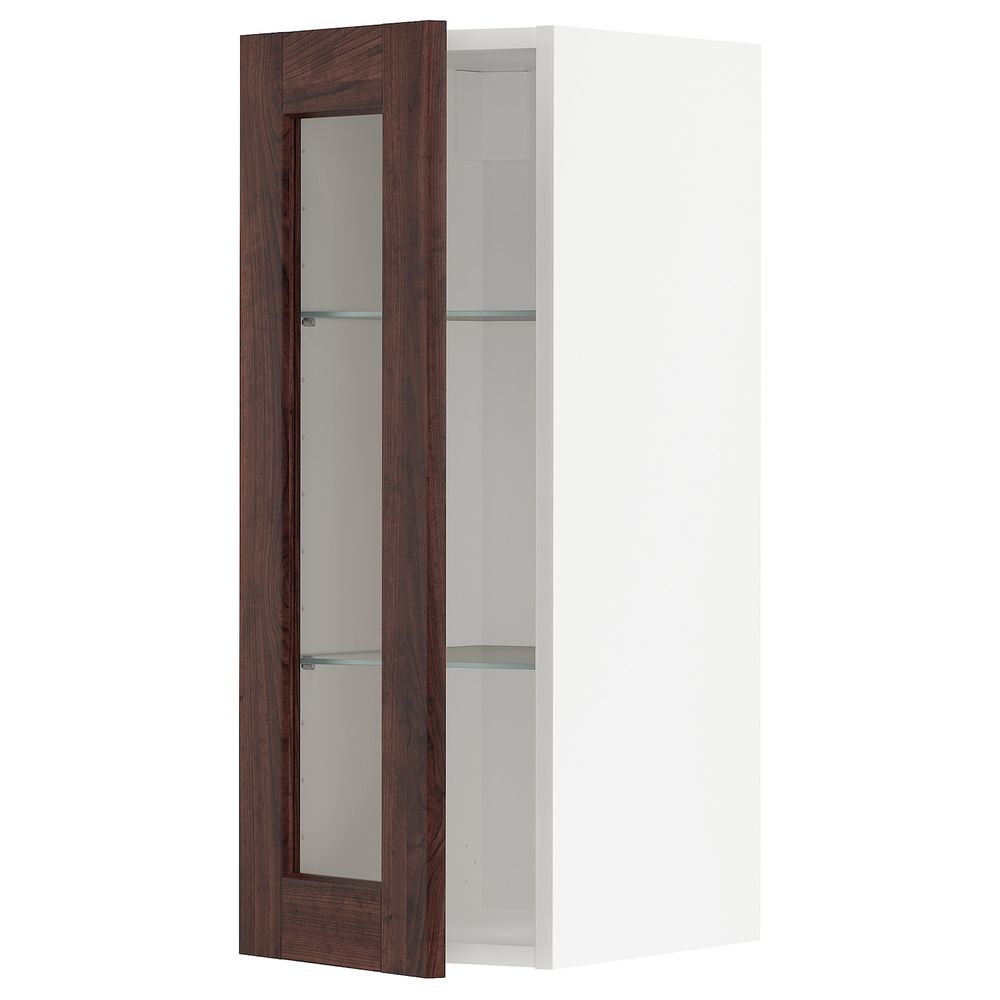 Навесной шкаф с полками, стекляными дв, черный/Эдсерум коричневый 30x80 см IKEA МЕТОД 993.043.14 - схема-чертеж с размерами