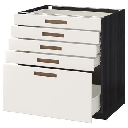 Напольный шкаф с 5 ящиками МЕТОД / ФОРВАРА, черный, Мэрста белый