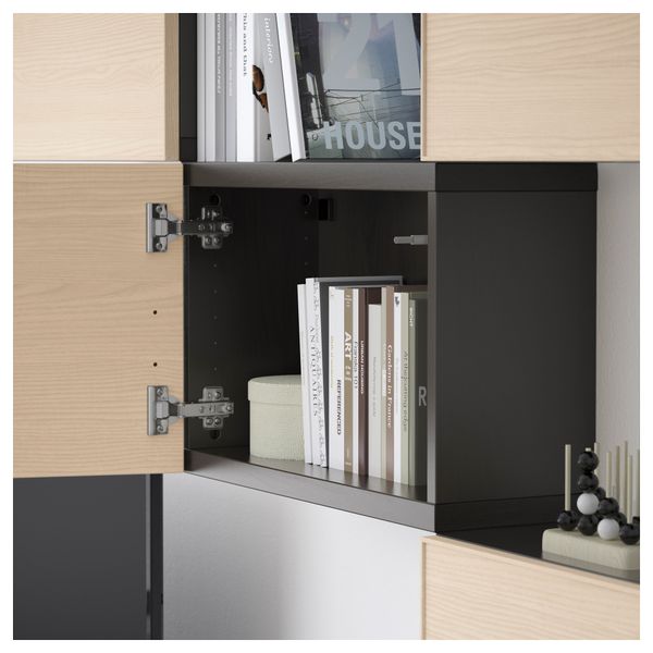 Шкаф для ТВ, комбинация БЕСТО, черно-коричневый, Инвикен ясеневый шпон (240x20/40x204 см) - фото 4