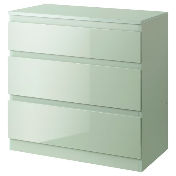 Комод с 3 ящиками, глянцевый серо-зеленый 70x72 см IKEA SKÅNEVIK СКОНЕВИК 504.974.32 - фото 1