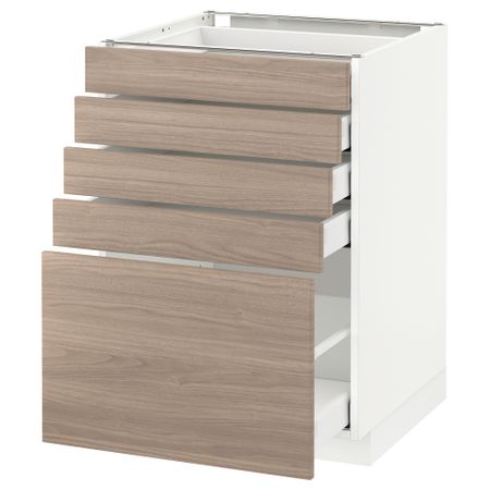 Напольный шкаф с 5 ящиками МЕТОД / МАКСИМЕРА, белый, Брокхульт светло-серый