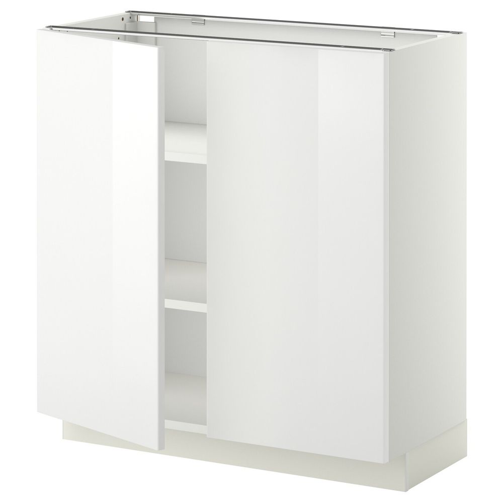 Напольный шкаф с полками/2двери, белый/Рингульт белый 80x37 см IKEA METOD МЕТОД 892.236.53 - схема-чертеж с размерами