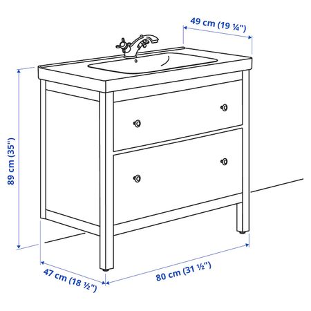 Шкаф для раковины с 2 ящ, белый/РУНШЕР смеситель 83x49x89 см IKEA HEMNES ХЕМНЭС / ODENSVIK ОДЕНСВИК 292.934.51