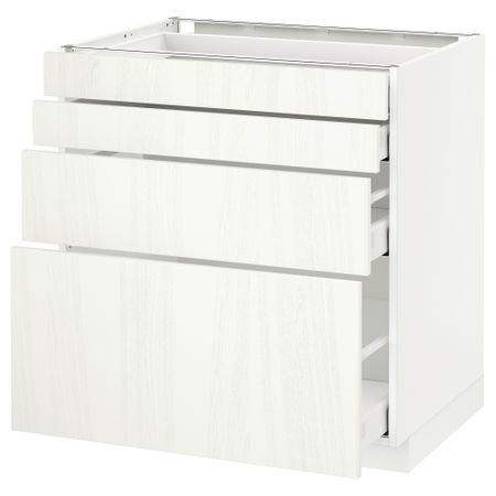 Напольный шкаф 4 фронтальных панели, 4 ящика МЕТОД / МАКСИМЕРА, белый, Росдаль белый