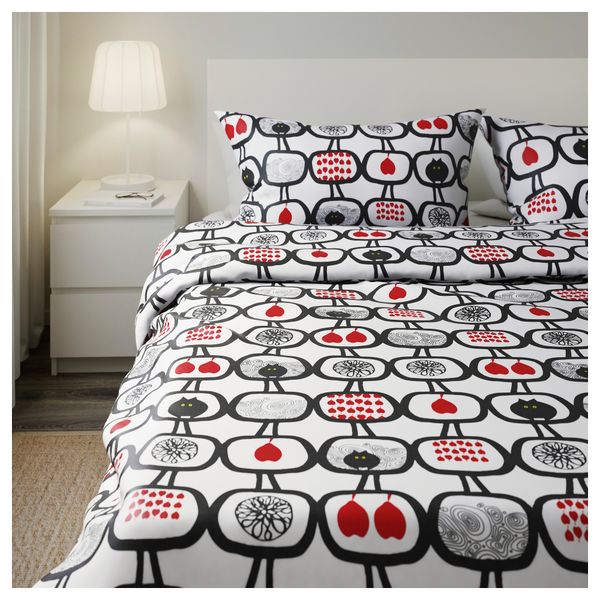 Пододеяльник и 2 наволочки ЭНГССКЭРА, черный/белый (200x200/50x70 см) - фото 2