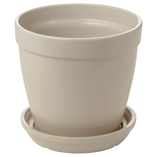 Горшок цветочный с поддоном ЮРТРОН, бежевый - фото 1