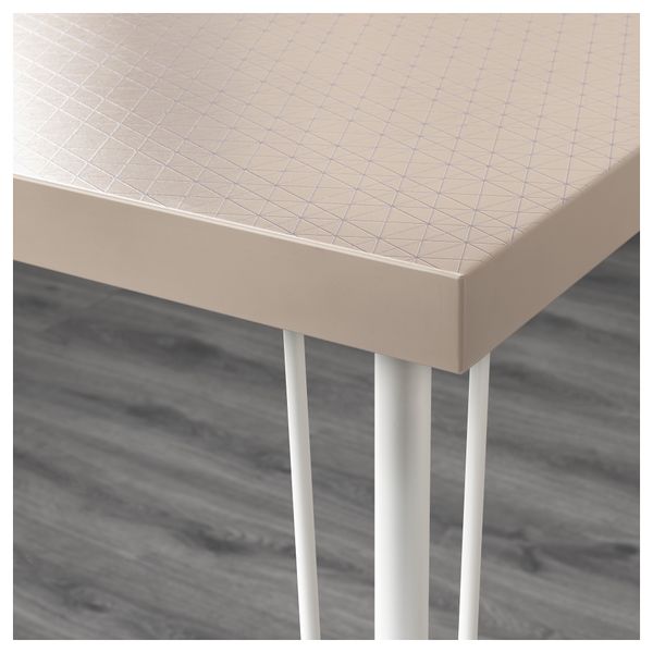 Стол ЛИННМОН / КРИЛЛЕ, геометрический бежевый, белый (120x60 см) - схема-чертеж с размерами