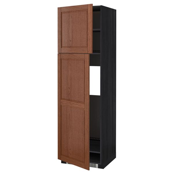 Высокий шкаф для холодильника, 2 дверцы МЕТОД, черный, Филипстад коричневый - схема-чертеж с размерами