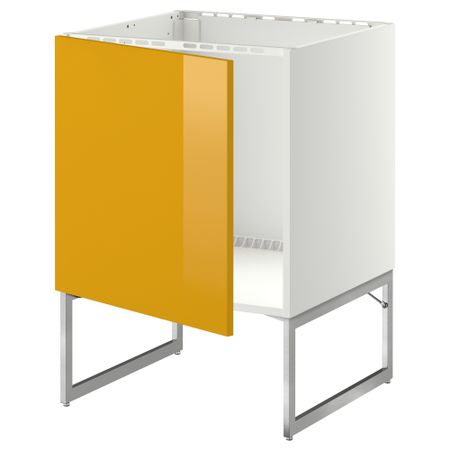 Напольный шкаф для раковины МЕТОД, белый, Ерста желтый (60x60x60 см)