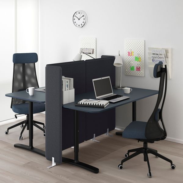 Стол с экраном, линолеум синий, черный 160x160 120 см IKEA БЕКАНТ 692.880.37 - фото 2