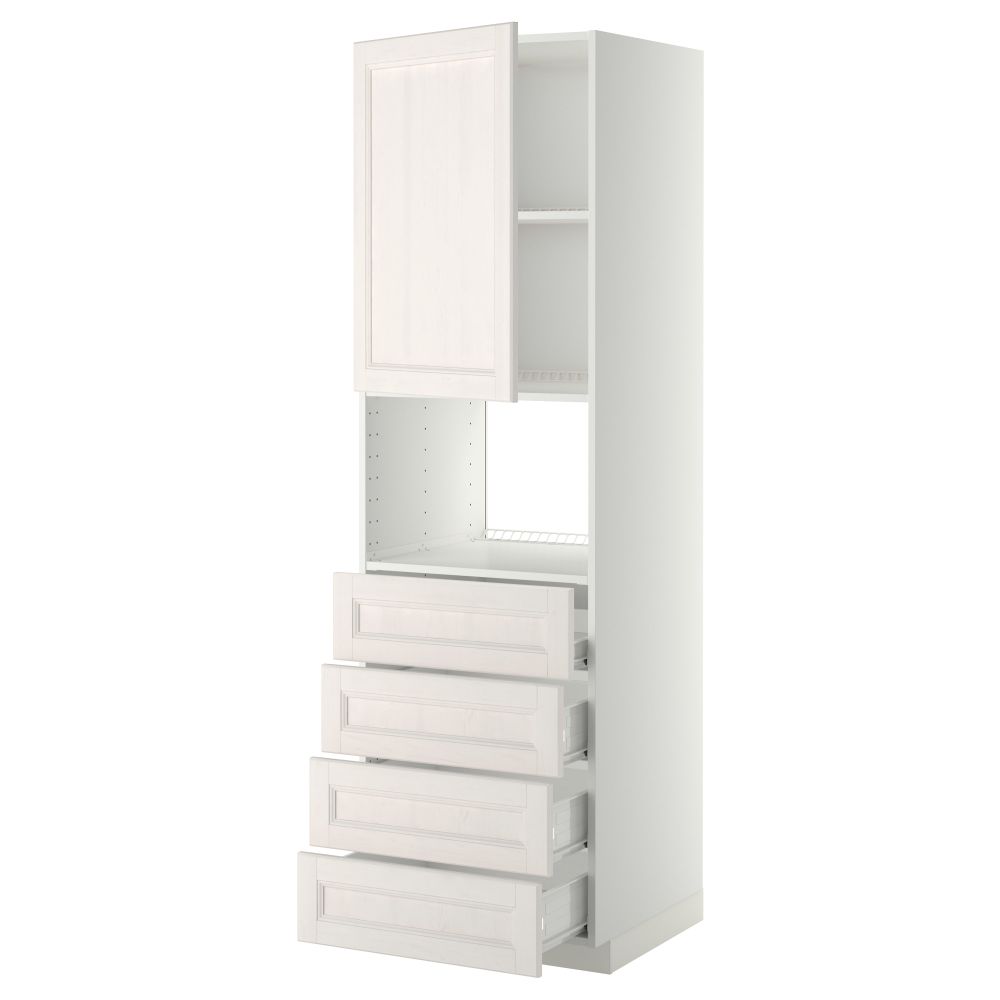 Высокий шкаф для духовки, дверца, 4 ящика МЕТОД / ФОРВАРА, белый, Лаксарби белый - фото 1
