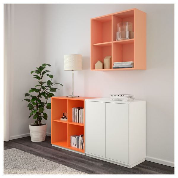 Комбинация шкафов с цоколем ЭКЕТ, белый/оранжевый, светло-оранжевый (140x35x182 см) - фото 2