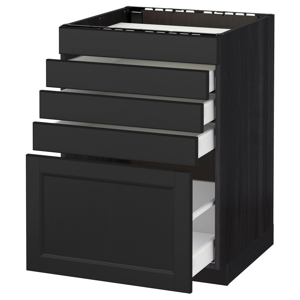 Напольный шкаф для варочной панели, 5 фасадов, 4 ящиков МЕТОД / МАКСИМЕРА, черный, Лаксарби черно-коричневый - схема-чертеж с размерами