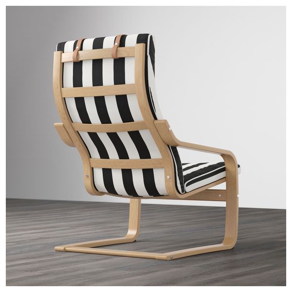 Кресло ПОЭНГ, дубовый шпон, Стенли черный/белый - схема-чертеж с размерами