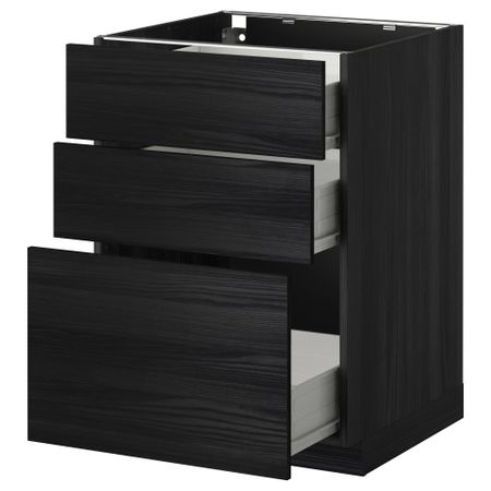 Напольный шкаф с 3 ящиками МЕТОД / ФОРВАРА, черный, Тингсрид черный