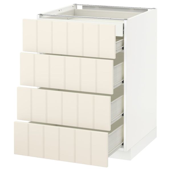 Напольный шкаф 4 фронтальных, 2 низких, 3 средних ящ, белый/Хитарп белый с оттенком 60x60 см IKEA МЕТОД / ФОРВАРА 092.618.99 - фото 1