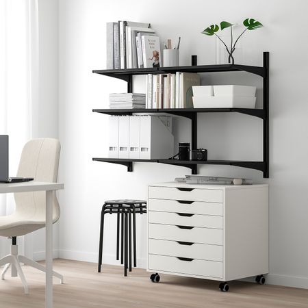 Стеллаж, черный, 127x41x85 см IKEA АЛЬГОТ 492.854.69