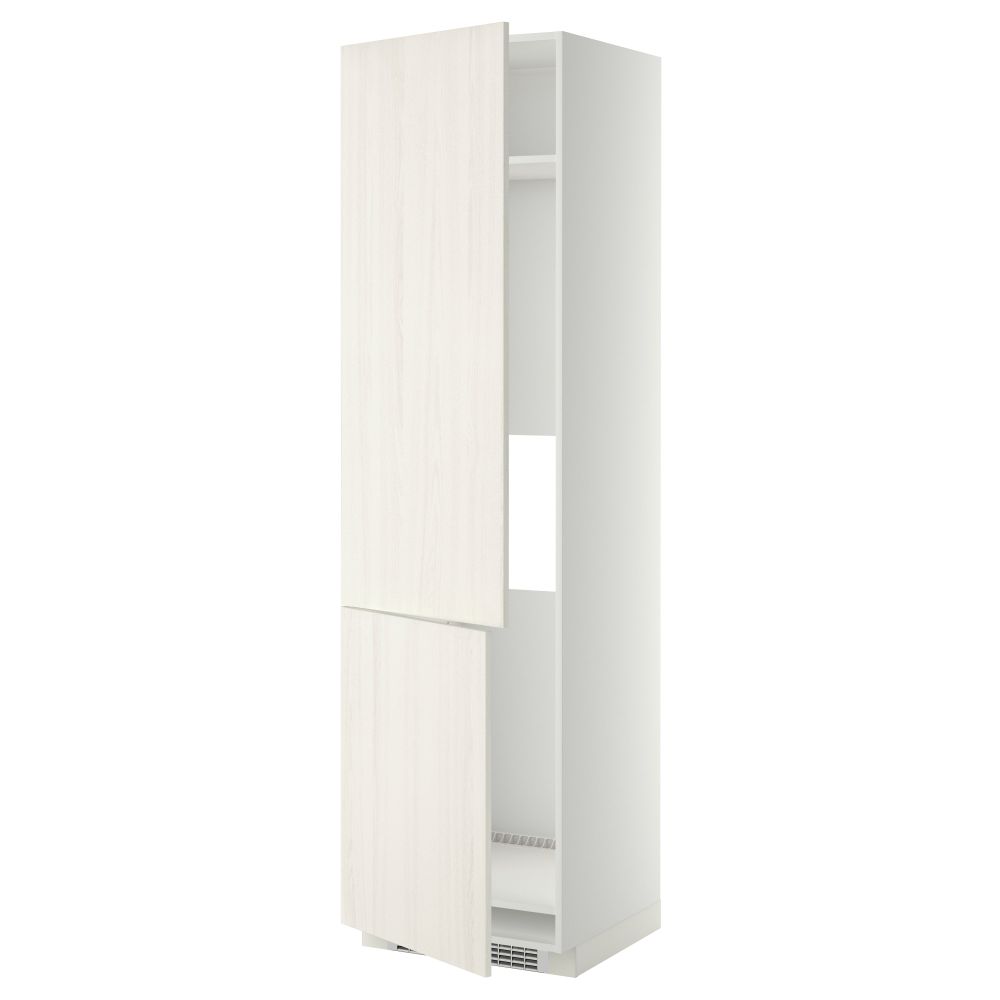 Высокий шкаф для холодильника/морозильника, 2 дверцы МЕТОД, белый, Росдаль белый (60x60x220 см) - схема-чертеж с размерами