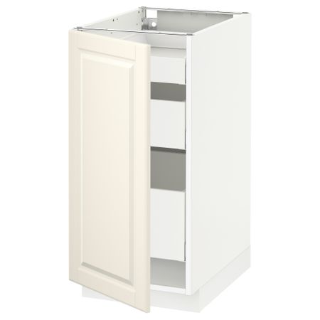 Напольный шкаф с 1 дверцей, 3 ящика МЕТОД / МАКСИМЕРА, белый, Будбин белый с оттенком