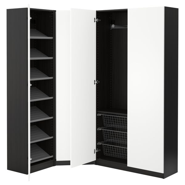 Гардероб ПАКС, черно-коричневый, Бальстад белый - фото 1