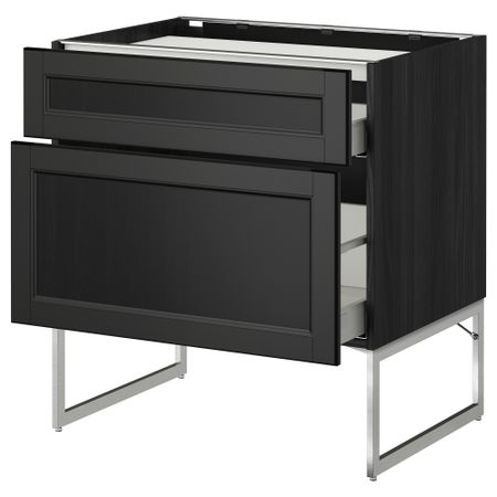 Напольный шкаф, 2 фронтальных панели, 3 ящика МЕТОД / МАКСИМЕРА, черный, Лаксарби черно-коричневый
